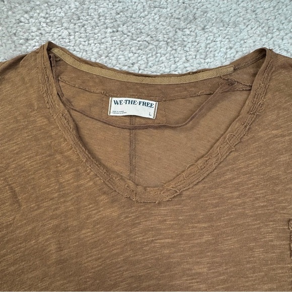 We The Free People Linen Blend Asymmetrical Distressed Slub Knit Top Casual Larg - Picture 5 of 9